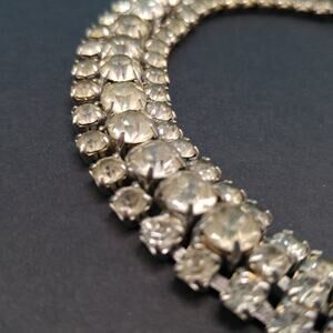 Vintage Clear Rhinestone Bracelet, Wedding Bracelet, Something Old, 1950, 7 1/4"